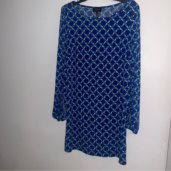 Laundry by Design Dresses & Skirts - Laundry by Shelli Segal Blue Geometric Long-Sleeve Shift Dress size SMALL